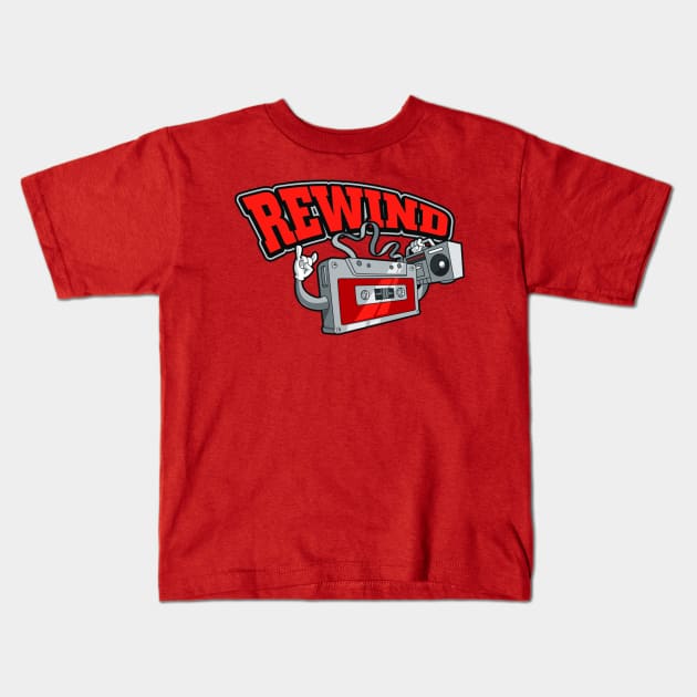 REWIND (80's Design) Kids T-Shirt by Rewind Wear by Pressing Rewind